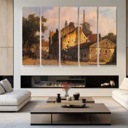 Village Scene with A Windmill by Adrianus Eversen Canvas Wall Art Print