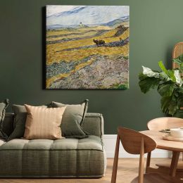 Vincent van Gogh - Enclosed Field with Ploughman Square Canvas Wall Art