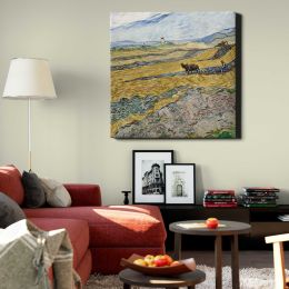 Vincent van Gogh - Enclosed Field with Ploughman Square Canvas Wall Art