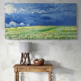 Wheatfield under Thunderclouds by Vincent van Gogh Panoramic Canvas Print