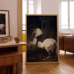 White Horse - Velazquez Rearing Steed in Dynamic Baroque Style 