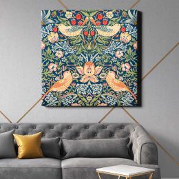 William Morris famous Strawberry Thief pattern (1883 Square Canvas Wall Art