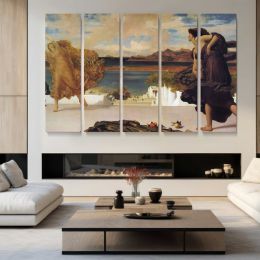 Woman and Child at the Water's Edge by Frederic Leighton Canvas Wall Art Print