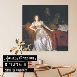 Woman at a Writing Desk Square Canvas Wall Art