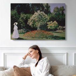 Woman in the Garden. Sainte-adresse by Claude Monet Canvas Wall Art Print
