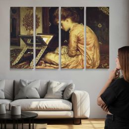 Woman Playing a Keyboard Instrument by Frederic Leighton Canvas Wall Art Print