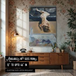 Woman Reclining Upside Down - Nude Pose with Artist Studio in View 