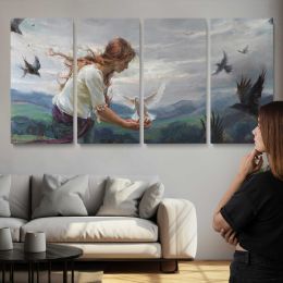 Woman with Swallows by Daniel Gerhartz Wall Art