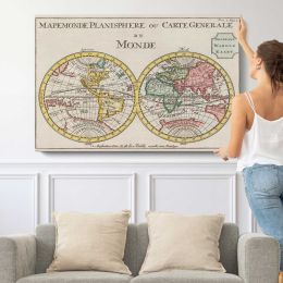 World Map Planisphere by Daniel de Lafeuille Canvas Wall Art Print