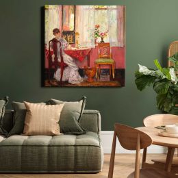 Writing by Gari Melchers Square Canvas Wall Art