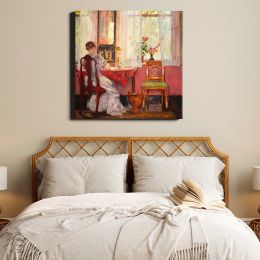 Writing by Gari Melchers Square Canvas Wall Art