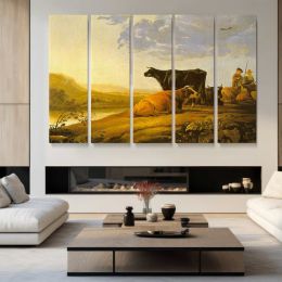Young Herdsman with Cows by Aelbert Cuyp Canvas Wall Art Print