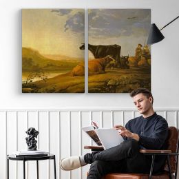 Young Herdsman with Cows by Aelbert Cuyp Canvas Wall Art Print