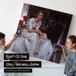 Young Woman in a White Dress by Daniel Gerhartz Square Canvas Wall Art