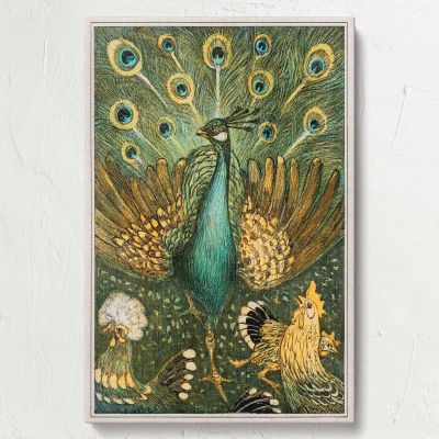 Pauw met Kippen - Peacock with Chickens Vintage Print By Theo van Hoytema 