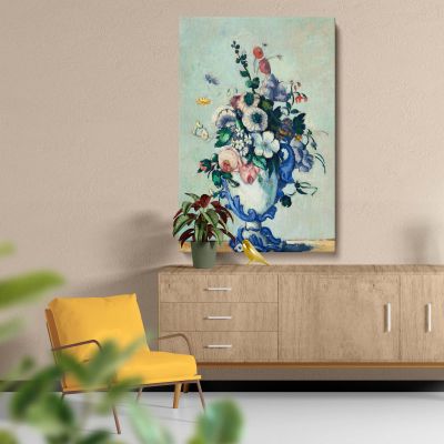 Rococo Vase - Vibrant Still Life Flowers in Blue Vase By Paul CŽzanne 
