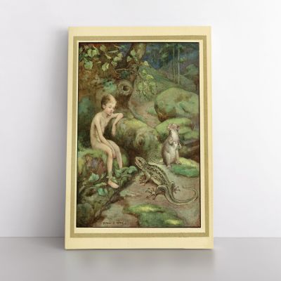 Boy Painting Photo Poster Print in Canvas with Frame Original Wall Artwork for Painting in Canvas