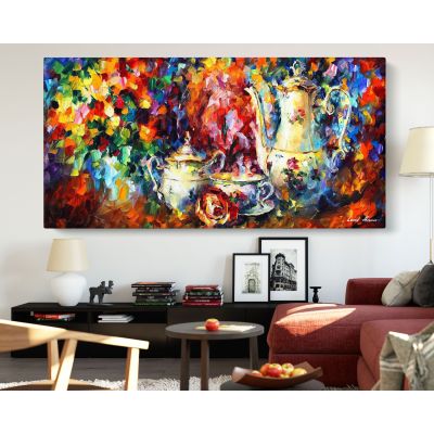 Tea Party Palette Knife Oil Painting by Leonid Afremov Canvas Wall Art