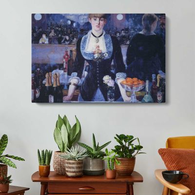 A Bar at the Folies-Bergere by Edouard Manet Canvas Wall Art Print