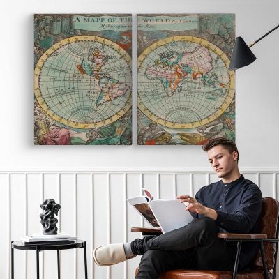 A Map of the World by John Playford Canvas Wall Art Print