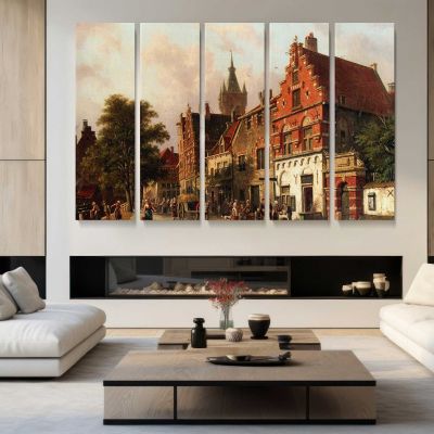 A View in Delft by Adrianus Eversen Canvas Wall Art Print