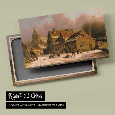 A Village in Winter by Adrianus Eversen Canvas Wall Art Print