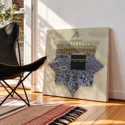 Aerial View of the Kaaba Square Canvas Wall Art
