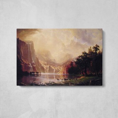 Among the Sierra Nevada Mountains by Albert Bierstadt Canvas Wall Art Print