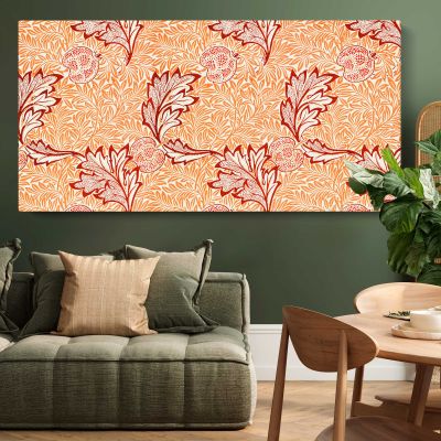 Apple Floral Pattern in Coral by William Morris Wall Art Print