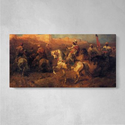 Arab Horsemen on the March by Adolf Schreyer Panoramic Wall Art