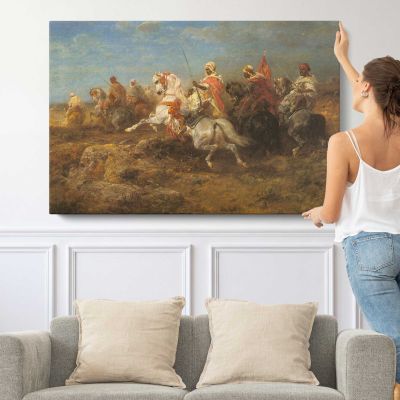 Arabian Patrol by Adolf Schreyer Canvas Wall Art Print