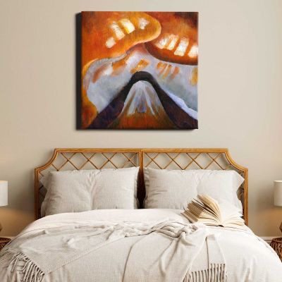 Arthur Dove abstract art print, Mountain and Sky, modernism painting Square Canvas Wall Art