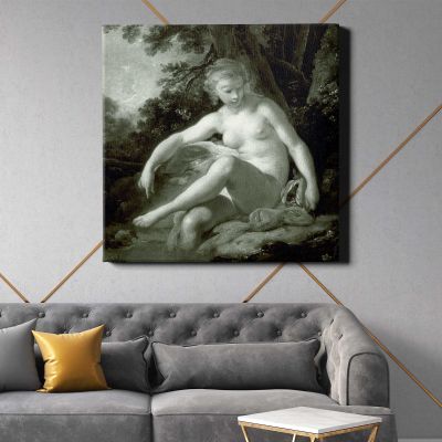 Bathing Nymph by François Boucher Square Canvas Wall Art