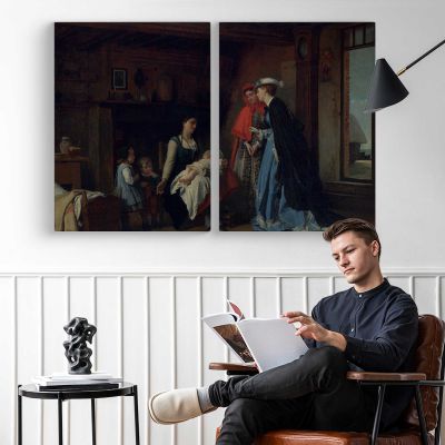 Baugniet Charles La Visite De La Nourrice Canvas Wall Art Print