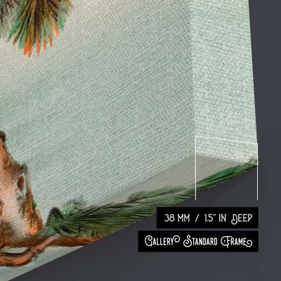 Bird perching on tree top, vintage Japanese animal painting by G.A. Audsley-Japanese illustration Square Canvas Wall Art