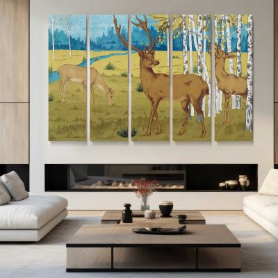 Cerfs from L'animal Dans La Décoration Illustrated by Maurice Pillard Verneuil Canvas Wall Art Print