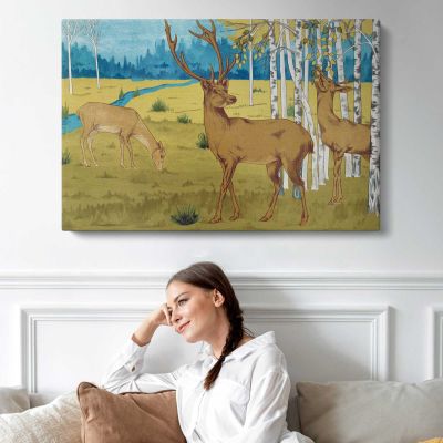 Cerfs from L'animal Dans La Décoration Illustrated by Maurice Pillard Verneuil Canvas Wall Art Print