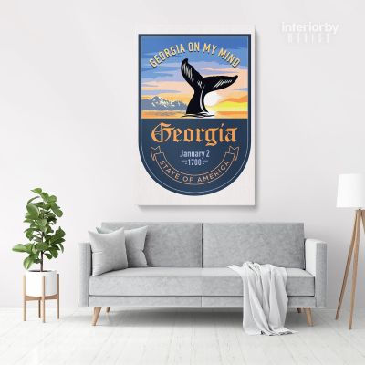 Georgia State of America Emblem Canvas Wall Artwork for Mural Canvas Wall Hanging