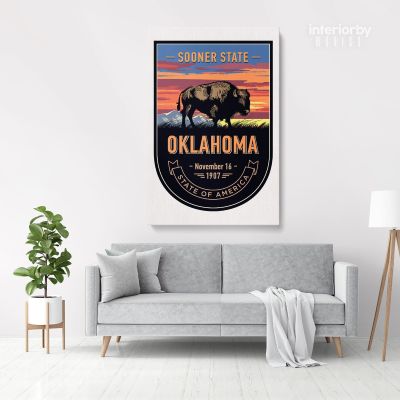 Oklahoma Sooner State of America Emblem Canvas Wall Artwork For Mural Wall Hanging