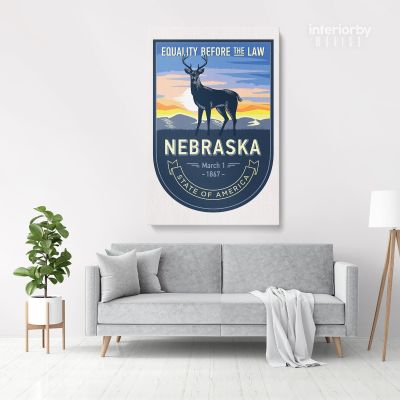 Nebraska Equality Before The Law State of America Emblem Canvas Wall Artwork Mural Print