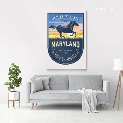 Maryland Old Line State of America Emblem Canvas Wall Artwork Mural Print