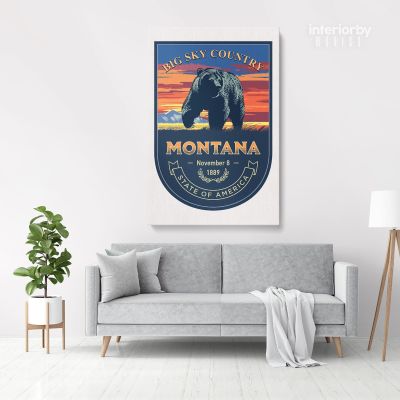 Montana Big Sky Country State of America Emblem Canvas Wall Artwork Mural Print