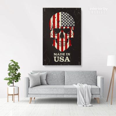 Skull color of the flag United States Of America Flag Canvas Wall Artwork Mural Print
