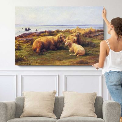 Child Resting in a Meadow Canvas Wall Art Print