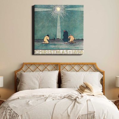 Christmas Poster (1898) by Harvey Ellis Square Canvas Wall Art