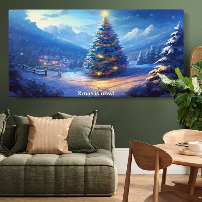 Christmas Tree in a Snowy Mountain Landscape Wall Art