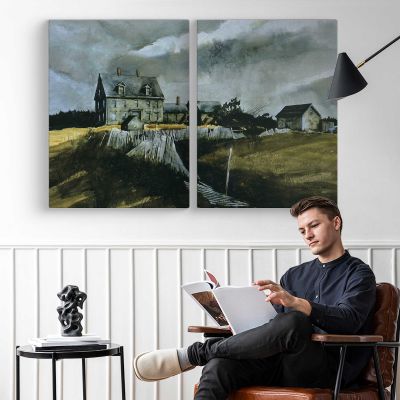 Church on a Windswept Hill Canvas Wall Art Print
