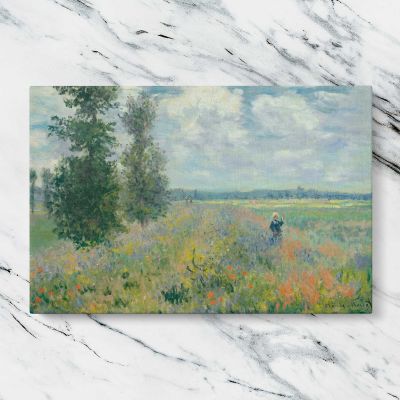 Poppy Fields near Argenteuil by Claude Monet Canvas Wall Art Print