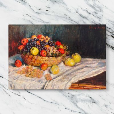 Apples and Grapes by Claude Monet Canvas Wall Art Print
