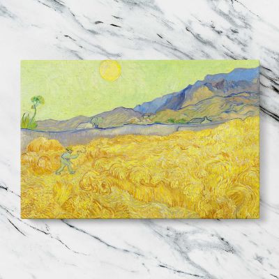 Wheatfield with a reaper by Vincent van Gogh Canvas Wall Art Print